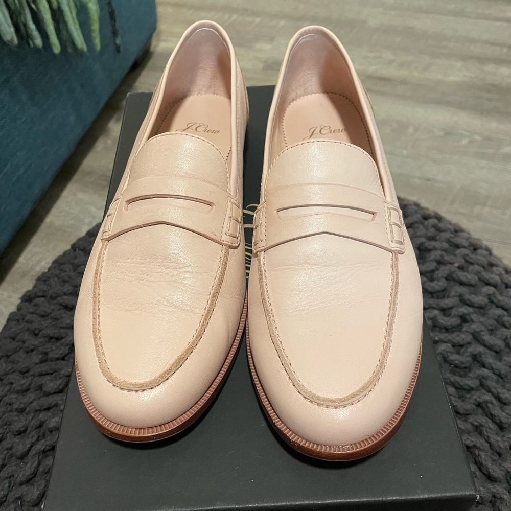 J. Crew Penny Loafers in blush